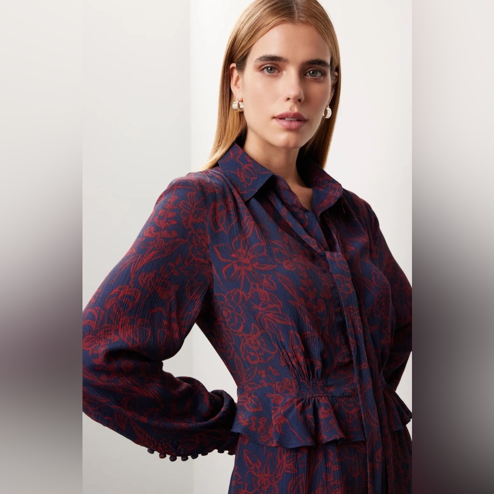 Jason Wu Navy and Red Floral Dress - Picture 3 of 10